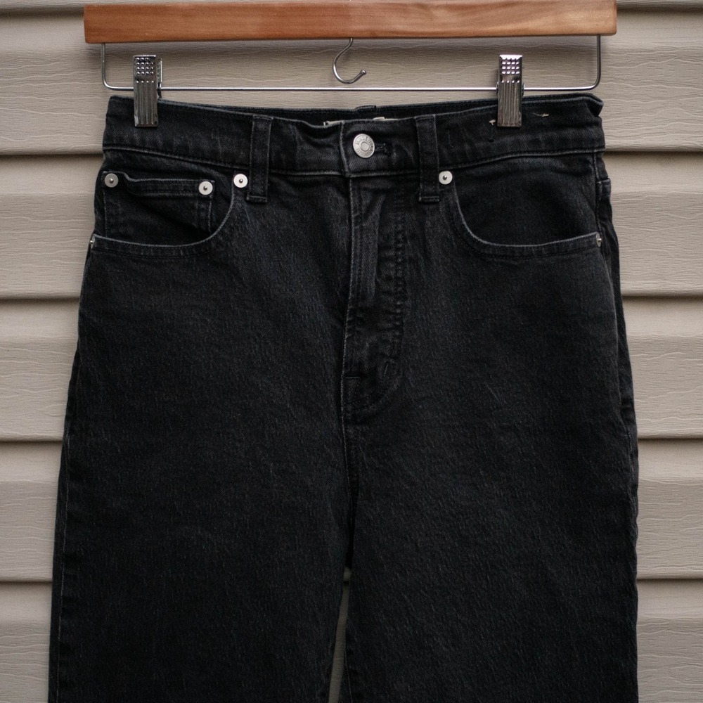 Madewell 90s Straight Jeans Women's 26 Black Rinse Wash Denim High-Rise Grunch - Picture 2 of 8